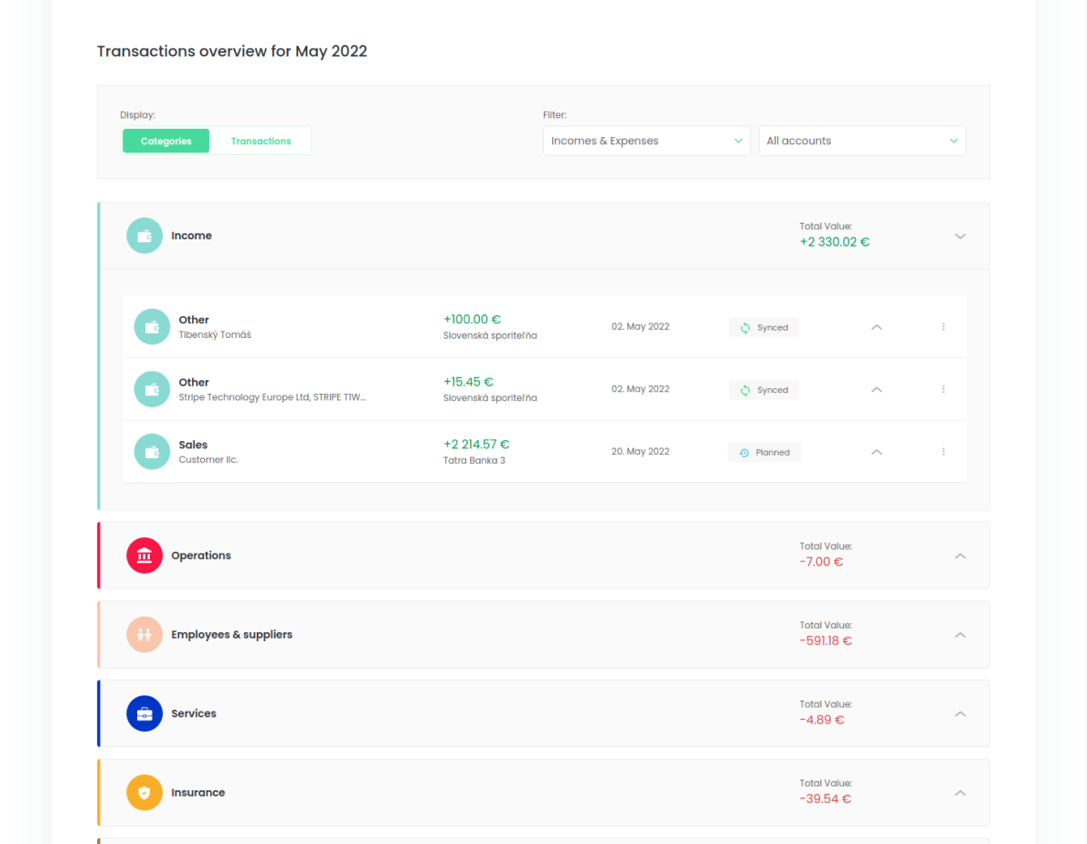 Automatic transaction categorization